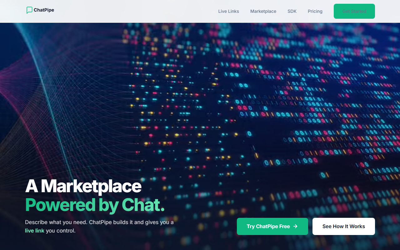 ChatPipe landing page