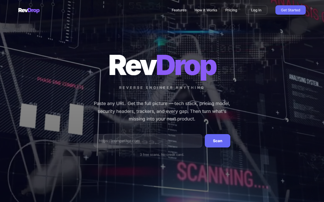 RevDrop landing page