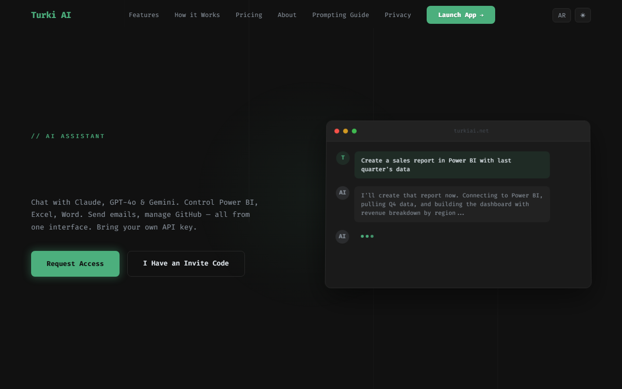 Turki AI landing page